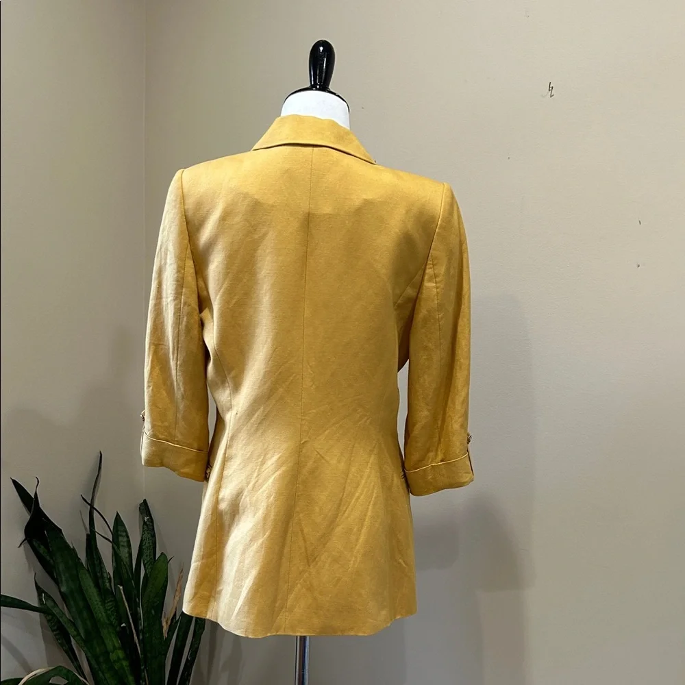 Calvin Klein Yellow Open Front Blazer Jacket - Picture 4 of 6